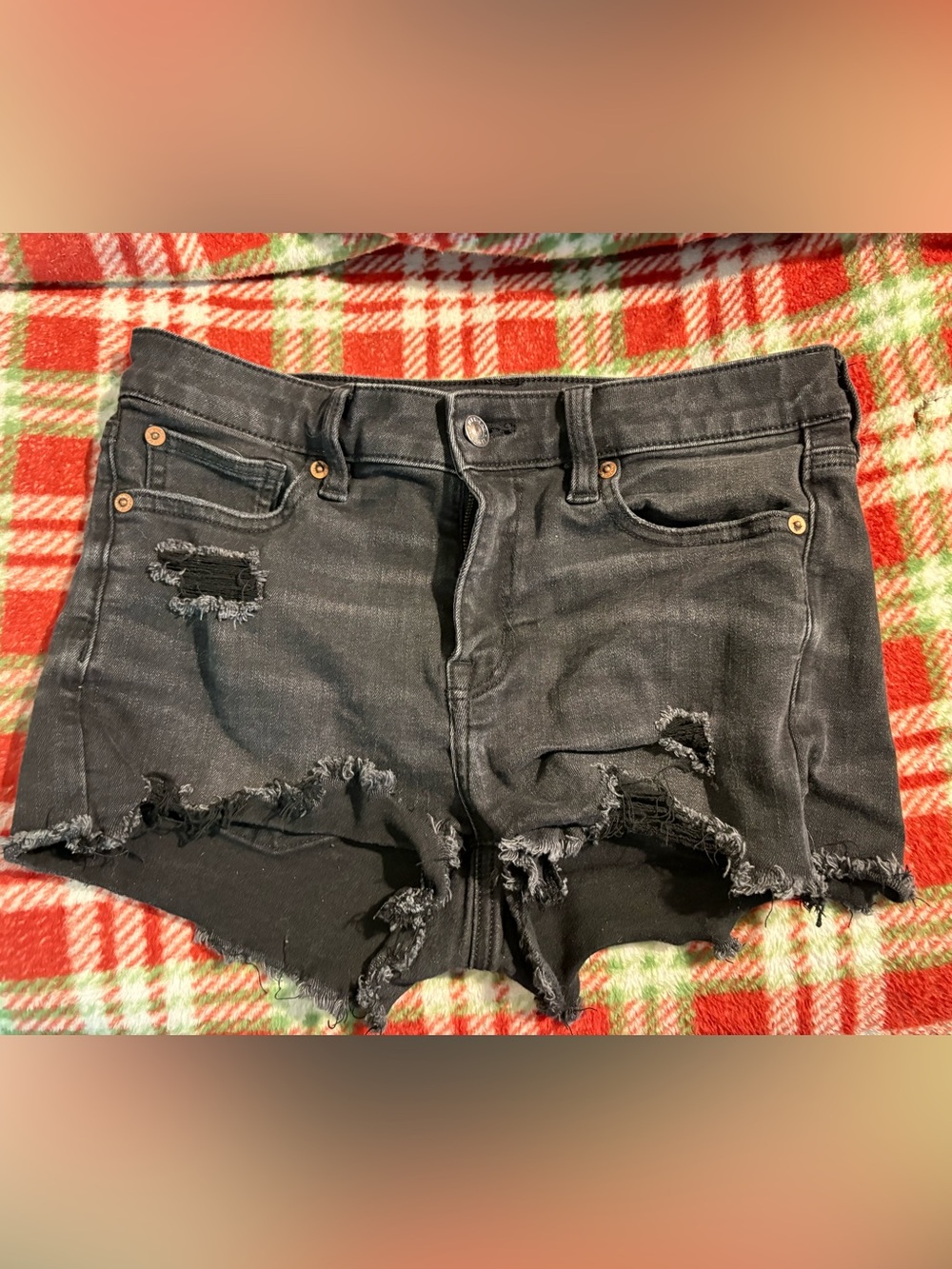American Eagle black distressed shorts